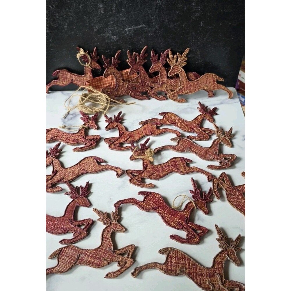 Wicker Reindeer Christmas Ornaments Vintage Lot READ Description